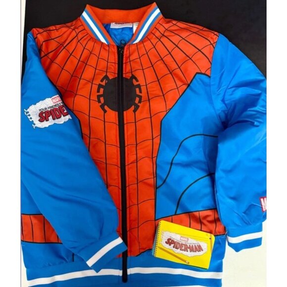 SPIDER-MAN Bomber Jacket BOYS SIZE L 10-12 SPIDER-MAN MARVEL Graphics NEW - Picture 2 of 8